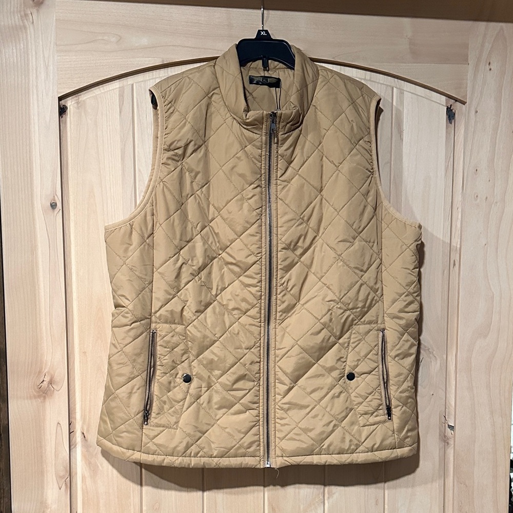 Quilted Sleeveless Puffer Vest - Caramel color